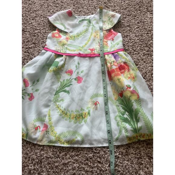 Ted Baker Toddler Girls Floral Cap Sleeve Dress Blue Size 2T Light Green Lined - Picture 4 of 10